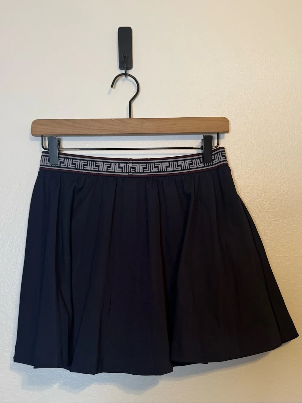 Tory‎ Burch The Tech Twill Geo-T Pleated Skirt Navy Tennis Skort